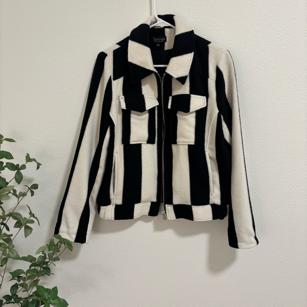 Topshop Black and White Striped Jacket